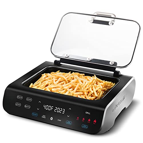 Gourmia Smokeless Indoor Grill & Air Fryer raclette grill with Smoke Extracting Technology Extra-Large Nonstick Cooking electric grill indoor Korean BBQ Style 6 Quart FoodStation™ - My Kitchen Products