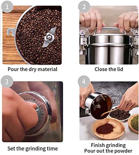 Grain Mill Grinder 750g High Speed Electric Stainless Steel Grinder Cereals Corn Flour Pulverizer Powder Machine for Dry Spice Herbs Grains Coffee Rice Pepper - My Kitchen Products
