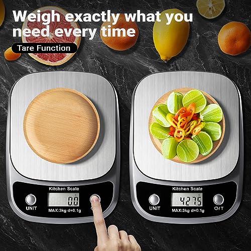GRAM PRES Food Kitchen Scale Digital Weight Grams and Oz，Professional Small Digital Kitchen Food Scales 3kg/0.1g for Weight Loss - My Kitchen Products