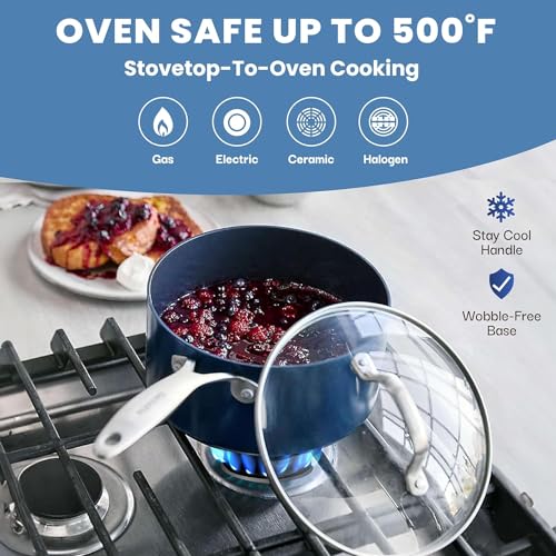 Granitestone 15 Pc Kitchen Pots and Pans Set Non Stick, Kitchen Cookware Sets, Pot and Pan Set, Nonstick Cookware Set, Diamond Coated Non Stick Pots and Pan Set, Dishwasher Safe - Blue - My Kitchen Products