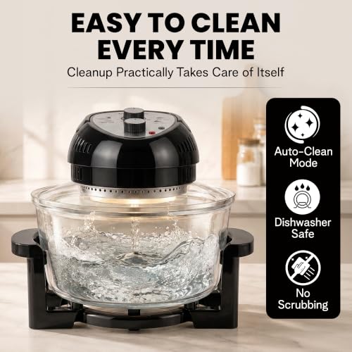 Granitestone 16 Qt Large Glass Air Fryer Non Toxic, Black - My Kitchen Products