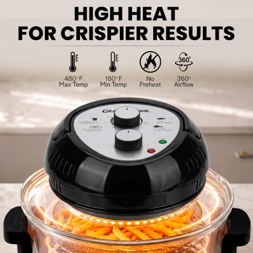 Granitestone 16 Qt Large Glass Air Fryer Non Toxic, Black - My Kitchen Products