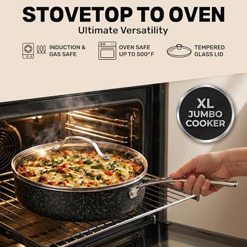 GRANITESTONE 20 Pc Complete Pots and Pans Set Non Stick Cookware Set with Saute Pan, Bakeware, Steamer, Cooking Utensils, Made Without PFOA PFOS, Oven and Dishwasher Safe - My Kitchen Products