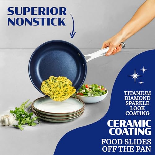 Granitestone Ceraluxe 20 Pc Ceramic Cookware Set Nonstick, Complete Pots and Pans Set Non Stick with 5 Pc Bakeware Set, Deep Frying Pan Set, & Steamer, Non Toxic PFOA Free, Oven & Dishwasher Safe - My Kitchen Products