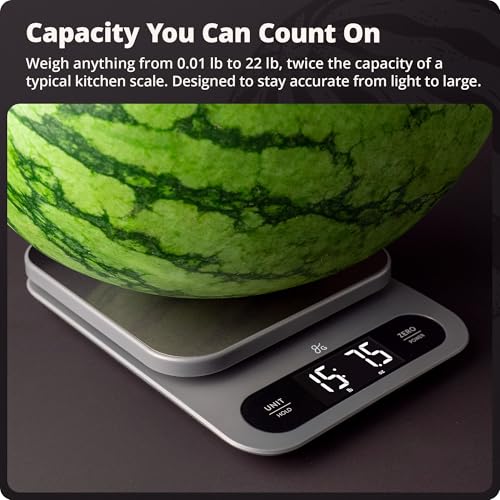 Greater Goods Digital Food Scale for Kitchen & Baking, 10kg/22lb High-Capacity Weight Scale with 1g Precision, Stainless Steel Platform, Hi-Def LCD, Ideal for Bread, Sourdough & Bulk Cooking - My Kitchen Products