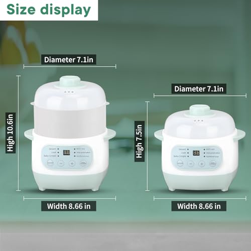 Green 1L Mini Slow Cooker with Steamer Basket, 200W Smart Ceramic Electric Stew Pot, 24-Hour Timer & Auto Keep-Warm, Dry-Burn Protection, Kitchen Cooking Appliance - My Kitchen Products