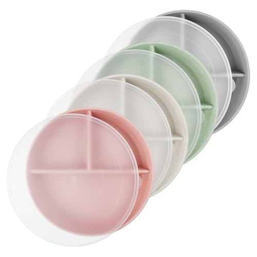 greenandlife 9 Inch 4PCS Divided Plates with Lids, Portion Control Plates for Kids Adults, Dishwasher Microwave Safe Compartment Plate, Unbreakable Lightweight Reusable Wheat Straw Plate Set, INS - My Kitchen Products