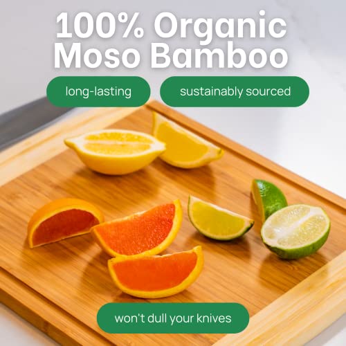 GREENER CHEF 15 Inch Medium Cutting Board with Lifetime Replacements, Bamboo Cutting Boards for Kitchen, Butcher Block, Medium Wooden Chopping Board for Meat, Veggies, Non Toxic Charcuterie Board - My Kitchen Products