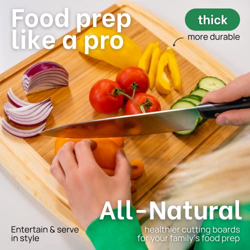GREENER CHEF 15 Inch Medium Cutting Board with Lifetime Replacements, Bamboo Cutting Boards for Kitchen, Butcher Block, Medium Wooden Chopping Board for Meat, Veggies, Non Toxic Charcuterie Board - My Kitchen Products