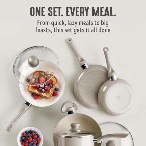 GreenLife 16-Piece Nonstick Cookware Set, Non-Toxic Ceramic Pots and Pans Set, Durable Healthy Kitchen Essentials, Fast Heating, Induction Ready, Easy Clean Dishwasher Safe, PFAS-Free, Beige Taupe - My Kitchen Products