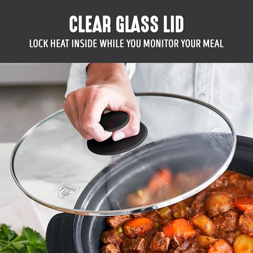 GreenLife 6QT Slow Cooker, Non-Toxic PFAS-Free Ceramic Nonstick Removable Interior Bowl, Programmable, Family Friendly, Keep Warm, Stovetop & Oven Safe, Dishwasher Safe Crock, Timer, Glass Lid, Black - My Kitchen Products