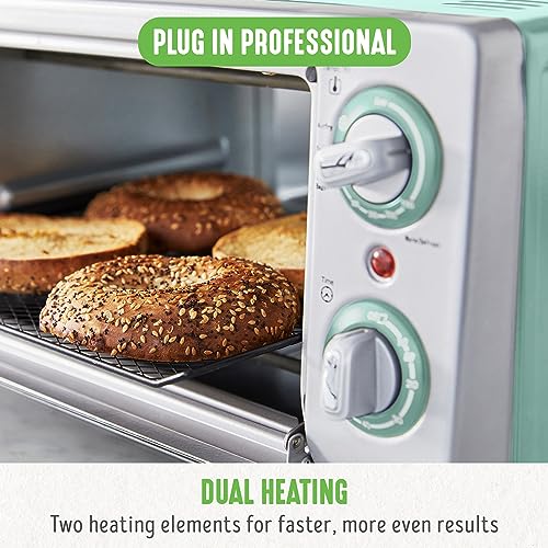 GreenLife Countertop Toaster Oven Air Fryer Stainless Steel, Healthy Ceramic Nonstick, PFAS Free, Tray & Basket, Bake, Broil, Reheat, Adjustable Temp & Time Control, Auto Shutoff, Turquoise - My Kitchen Products