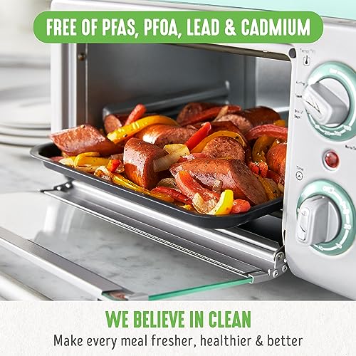 GreenLife Countertop Toaster Oven Air Fryer Stainless Steel, Healthy Ceramic Nonstick, PFAS Free, Tray & Basket, Bake, Broil, Reheat, Adjustable Temp & Time Control, Auto Shutoff, Turquoise - My Kitchen Products