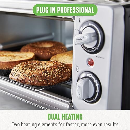 GreenLife Countertop Toaster Oven Air Fryer Stainless Steel, Healthy Ceramic Nonstick, PFAS Free, Tray & Basket, Bake, Broil, Reheat, Adjustable Temp & Time Control, Auto Shutoff, Black - My Kitchen Products