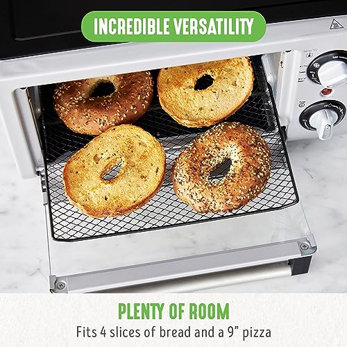 GreenLife Countertop Toaster Oven Air Fryer Stainless Steel, Healthy Ceramic Nonstick, PFAS Free, Tray & Basket, Bake, Broil, Reheat, Adjustable Temp & Time Control, Auto Shutoff, Black - My Kitchen Products
