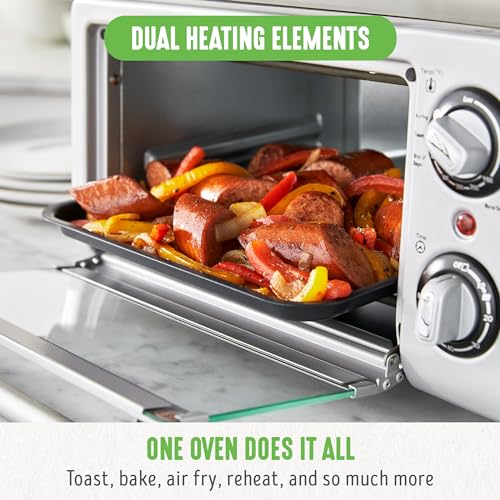GreenLife Countertop Toaster Oven Air Fryer Stainless Steel, Healthy Ceramic Nonstick, PFAS Free, Tray & Basket, Bake, Broil, Reheat, Adjustable Temp & Time Control, Auto Shutoff, Black - My Kitchen Products
