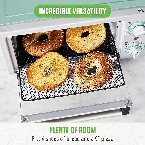 GreenLife Countertop Toaster Oven Air Fryer Stainless Steel, Healthy Ceramic Nonstick, PFAS Free, Tray & Basket, Bake, Broil, Reheat, Adjustable Temp & Time Control, Auto Shutoff, Turquoise - My Kitchen Products