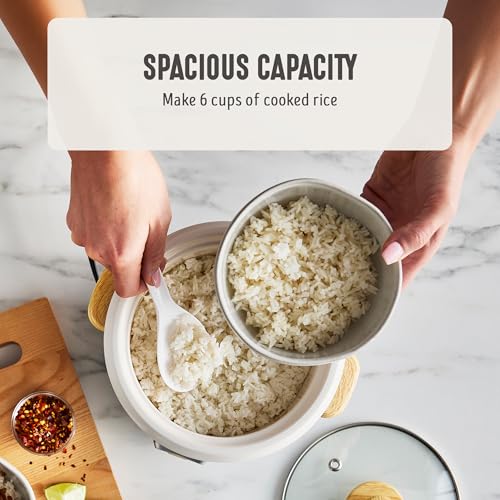GreenLife Rice Cooker with Removable PFAS-Free Ceramic Nonstick Pot, 3-Cups Uncooked/6-Cups Cooked, Grains & Oatmeal Multicooker, Compact One-Switch Design, Auto Keep Warm, Easy Clean, Cream - My Kitchen Products