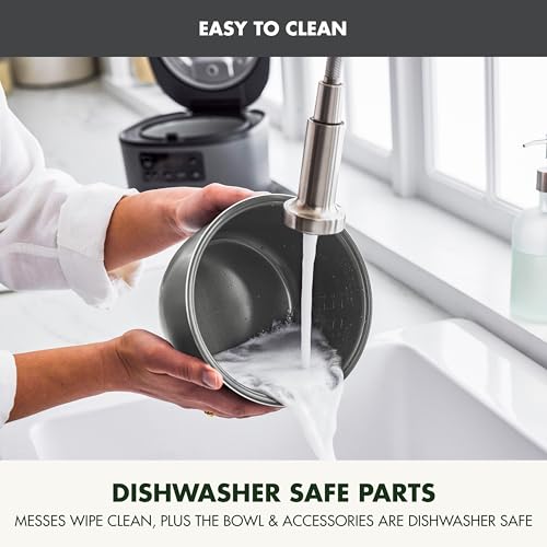 GreenPan Advanced Rice Cooker, 4-Cups Uncooked/8-Cups Cooked, Removable Nonstick Ceramic PFAS-Free Pot, White & Brown Rice, Family Sized, Quick Cook in 25mins, 6 Presets, Fuzzy Logic Tech, Graphite - My Kitchen Products