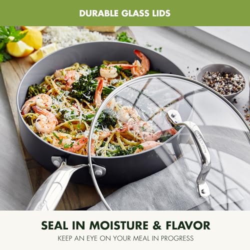 GreenPan Valencia Pro Ceramic Nonstick 11 Piece Cookware Set, Hard Anodized PFAS-Free Pots & Pans, Induction Ready, Compatible on All Cooktops, Dishwasher Safe, Oven Safe to 600F, Gray - My Kitchen Products