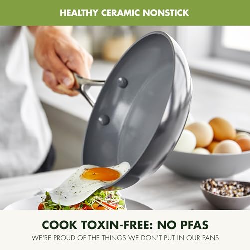 GreenPan Valencia Pro Ceramic Nonstick 11 Piece Cookware Set, Hard Anodized PFAS-Free Pots & Pans, Induction Ready, Compatible on All Cooktops, Dishwasher Safe, Oven Safe to 600F, Gray - My Kitchen Products