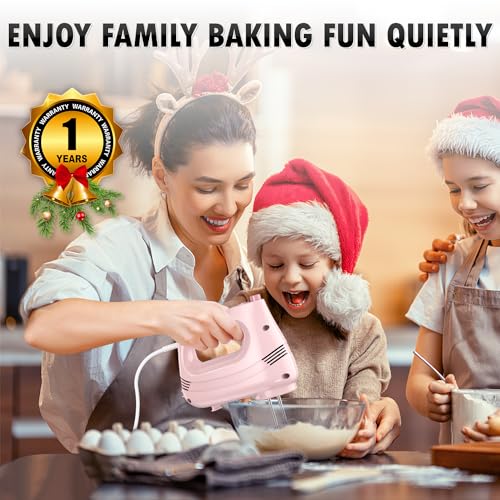 GUALIU Electric Hand Mixer with Stainless Steel Whisk, Dough Hook Attachment and Storage Bag, Handheld Mixer for Baking Cakes, Eggs, Cream Food Mixers. Turbo Boost /5 Speed Kitchen Blender PINK - My Kitchen Products