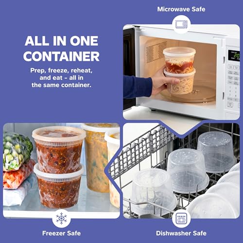 GUSTO [48 Sets 16 oz. Plastic Deli Disposable Food Storage Containers With Airtight Lids (Formerly Comfy Package) - My Kitchen Products