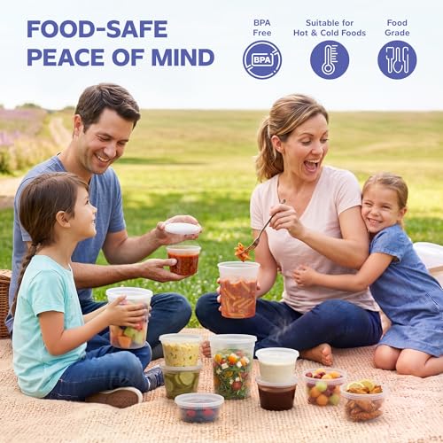 GUSTO [48 Sets 16 oz. Plastic Deli Disposable Food Storage Containers With Airtight Lids (Formerly Comfy Package) - My Kitchen Products