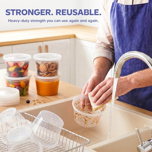 GUSTO [48 Sets 16 oz. Plastic Deli Disposable Food Storage Containers With Airtight Lids (Formerly Comfy Package) - My Kitchen Products
