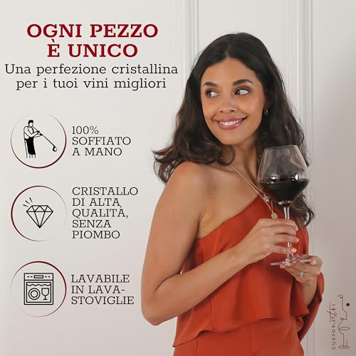 Gusto Nostro Crystal Wine Glasses Set of 4, 22 Oz Long Stem Modern Wine Glasses for White and Red Wine, Dishwasher Safe, Fancy, Elegant, Large and Tall Wine Glass for Wedding Christmas Anniversary - My Kitchen Products