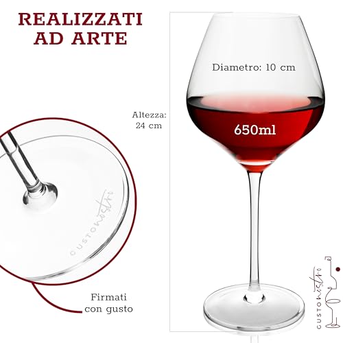 Gusto Nostro Crystal Wine Glasses Set of 4, 22 Oz Long Stem Modern Wine Glasses for White and Red Wine, Dishwasher Safe, Fancy, Elegant, Large and Tall Wine Glass for Wedding Christmas Anniversary - My Kitchen Products