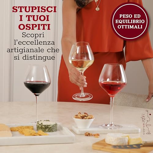 Gusto Nostro Crystal Wine Glasses Set of 4, 22 Oz Long Stem Modern Wine Glasses for White and Red Wine, Dishwasher Safe, Fancy, Elegant, Large and Tall Wine Glass for Wedding Christmas Anniversary - My Kitchen Products