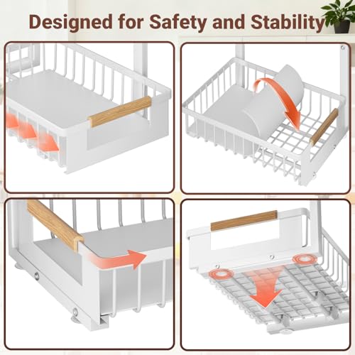 GUUKAR 2 Pack Under Sink Organizer, 2 Tier Pull Out Cabinet Organizer with 5-Level Adjustable Height, Sliding Metal Storage Rack for Kitchen Bathroom Pantry, White - My Kitchen Products