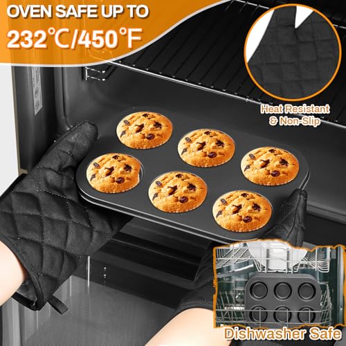 Gymdin 12PCS Nonstick Bakeware Set, Non-Toxic Carbon Steel Baking Pans Set with Wider Grip, Includes Roasting Pan, Cookie Sheet, Cake Pans, Muffin Pans, Cooling Rack, Oven Mitts, Easy Release - My Kitchen Products
