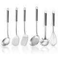Gymdin 6-Piece Kitchen Cooking Utensils Set, Stainless Steel Kitchen Utensils with Suspendable Handle, Spatula, Slotted Turner, Soup Ladle, Slotted Spoon, Whisk, Pasta Server, Dishwasher Safe - My Kitchen Products