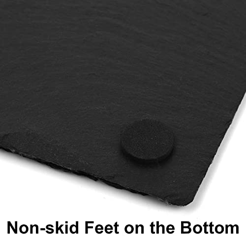 Hacaroa 6 Pieces Slate Cheese Board, 12" x 8" Black Charcuterie Boards Natural Slate Stone Plate Tray, Gourmet Serving Platter for Meats, Fruits, Parties, Appetizers - My Kitchen Products