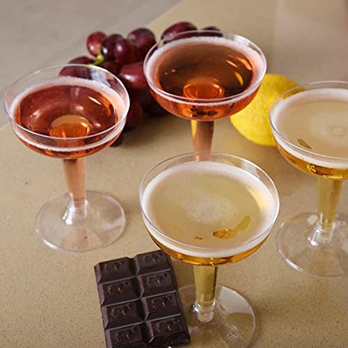 Hacaroa 75 Pack Plastic Champagne Coupe, 4 Oz Champagne Glasses Cocktail Glasses, Disposable Party Stem Cups Dessert Cups for Martini, Margarita, Birthday, Wedding - My Kitchen Products