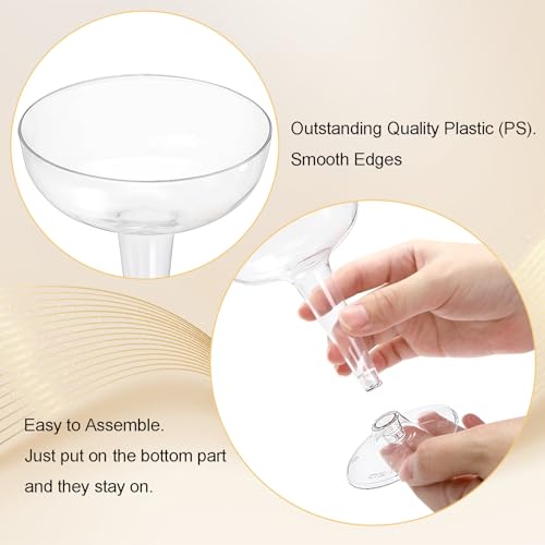 Hacaroa 75 Pack Plastic Champagne Coupe, 4 Oz Champagne Glasses Cocktail Glasses, Disposable Party Stem Cups Dessert Cups for Martini, Margarita, Birthday, Wedding - My Kitchen Products
