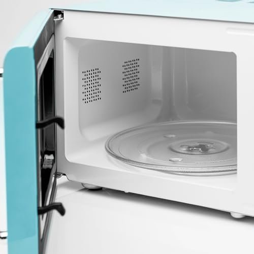 Haden 700 Watt 0.7 Cubic Foot Microwave Oven with Digital Controls, Defrost, and Instant Start Countertop Small Appliance, Turquoise/Chrome - My Kitchen Products