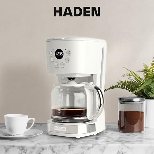 HADEN Coffee Machine, 12 Cup Drip Coffee Maker Bundled with Heritage 1.7 Liter Stainless Steel Electric Kettle, Ivory & Chrome - My Kitchen Products