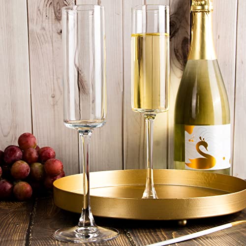 HAKEEMI Champagne Flutes Set of 12, 6 oz Champagne Glasses, Modern Sparkling Wine Glasses - My Kitchen Products