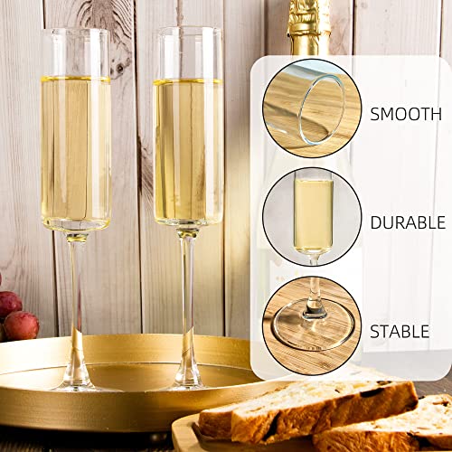 HAKEEMI Champagne Flutes Set of 12, 6 oz Champagne Glasses, Modern Sparkling Wine Glasses - My Kitchen Products
