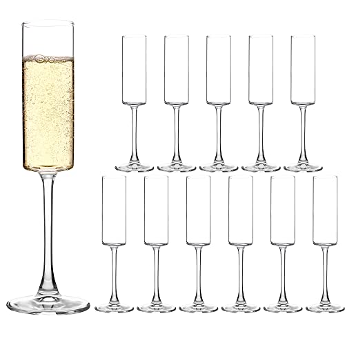HAKEEMI Champagne Flutes Set of 12, 6 oz Champagne Glasses, Modern Sparkling Wine Glasses