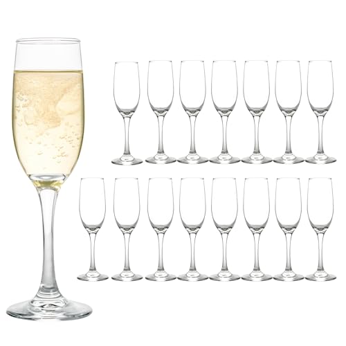 HAKEEMI Elegant Champagne Flutes Set of 16 Champagne Glasses for Wedding or Christmas, 6 oz Ideal for Sparkling