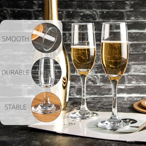 HAKEEMI Elegant Champagne Flutes Set of 16 Champagne Glasses for Wedding or Christmas, 6 oz Ideal for Sparkling Wine - Dishwasher Safe - My Kitchen Products