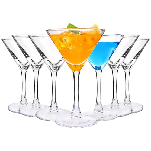 HAKEEMI Martini Glasses Set of 7, 6 OZ Cocktail Glasses for Espresso Martini, Drinking Glasses for Frozen Drinks