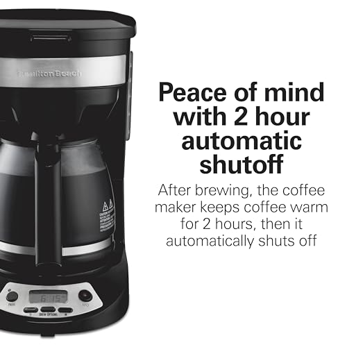 Hamilton Beach 12 Cup Programmable Drip Coffee Maker Machine, Regular & Bold Brew Options, Auto Pause and Pour, Glass Carafe, Black with Stainless Accents (46299J) - My Kitchen Products