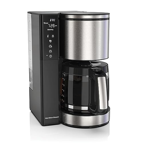 Hamilton Beach 14 Cup Programmable Coffee Maker with Easy Measure Light Up Reusable Filter, Removable 70 Oz. Water Reservoir, Black and Stainless Steel - My Kitchen Products