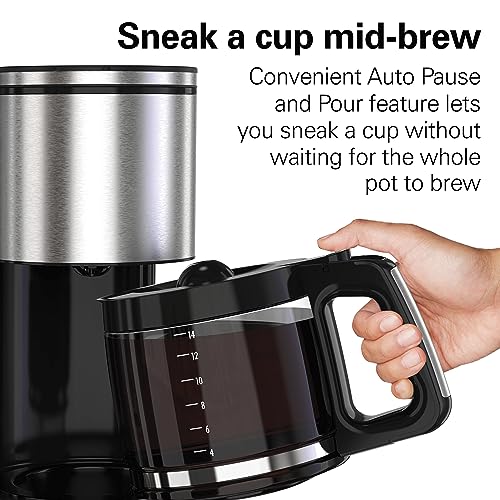 Hamilton Beach 14 Cup Programmable Coffee Maker with Easy Measure Light Up Reusable Filter, Removable 70 Oz. Water Reservoir, Black and Stainless Steel - My Kitchen Products