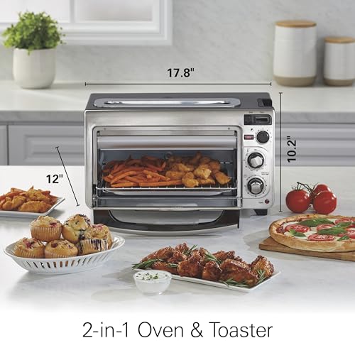 Hamilton Beach 2-in-1 Countertop Toaster Oven and Long Slot 2 Slice Toaster, 60 Minute Timer and Automatic Shut Off, Shade Selector, Stainless Steel (31156) - My Kitchen Products